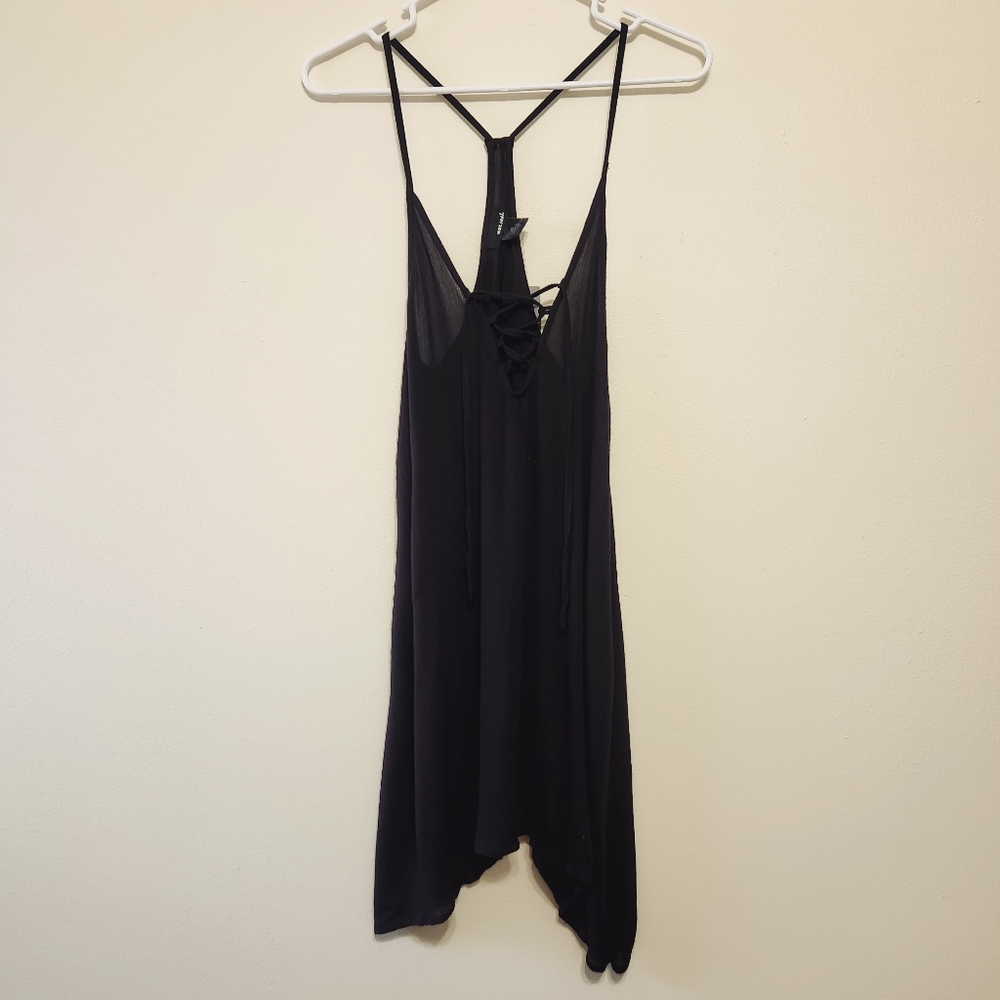 NWT Black Wet Seal Lace Up Vneck Coverup